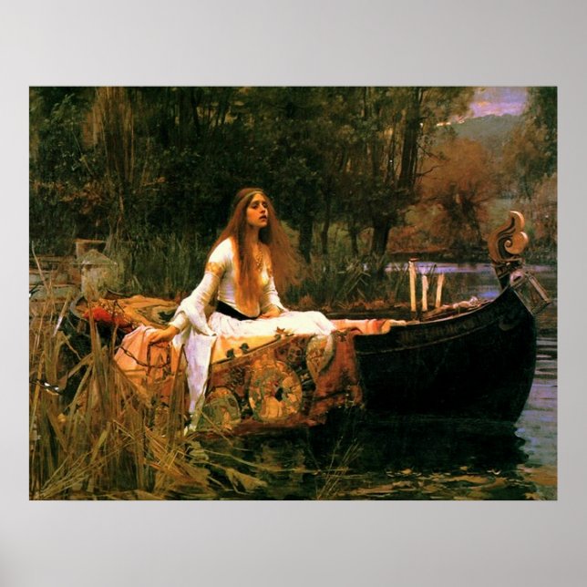 Affiche La Dame de Shalott (1888) ~ Belle toile d'art (Devant)