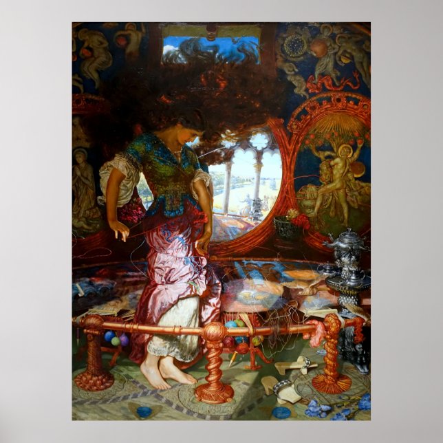 Affiche La Dame de Shalott par le préraphaélite William Hu (Devant)