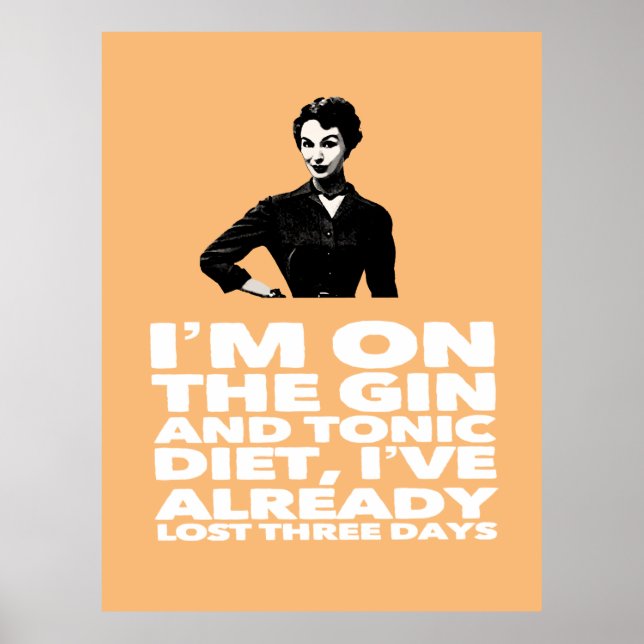 Affiche la dame vintage Gin and Tonic Diet (Devant)