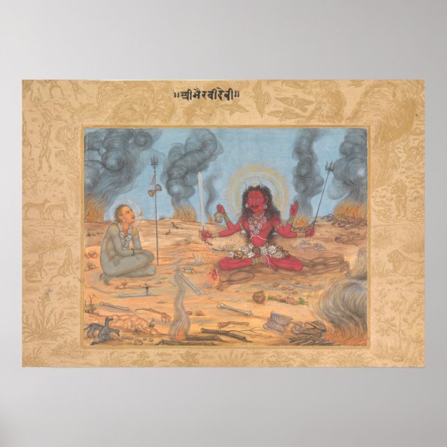 Affiche La déesse Bhairavi Devi avec Shiva (Devant)
