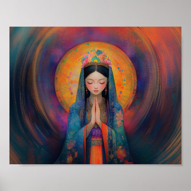 Affiche La déesse bouddhiste Quan Yin Peinture Abstraite V (Devant)
