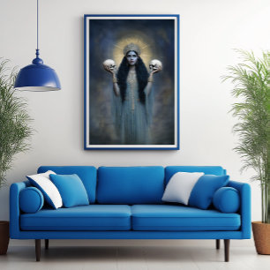 Affiche La déesse Kali Bleu Art Nouveau Moderne Peinture