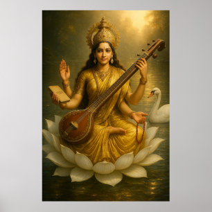 Affiche La déesse Saraswati   La Muse Divine de la Connais