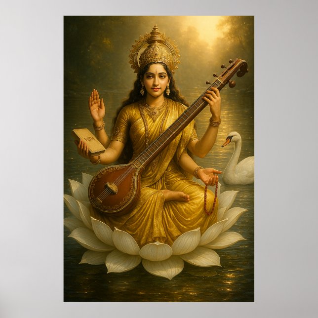 Affiche La déesse Saraswati | La Muse Divine de la Connais (Devant)