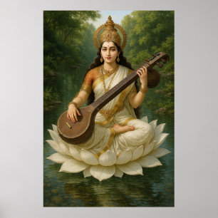 Affiche La déesse Saraswati La Muse Divine de la Connaissa