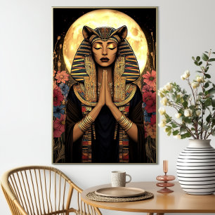 Affiche La déesse Sekhmet : Imaginaire foncé fleuri égypti