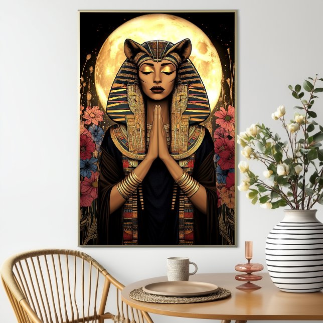 Affiche La déesse Sekhmet : Imaginaire foncé fleuri égypti (Créateur téléchargé)