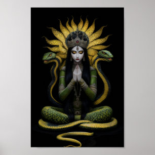Affiche La déesse serpent Naga Kanya Queen Portrait Peintu