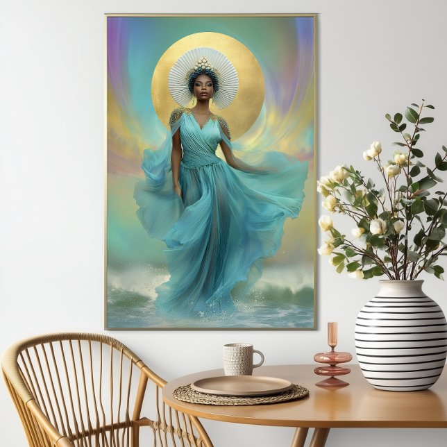 Affiche La déesse Yemoja Luxuriante Turquoise Gold (Créateur téléchargé)