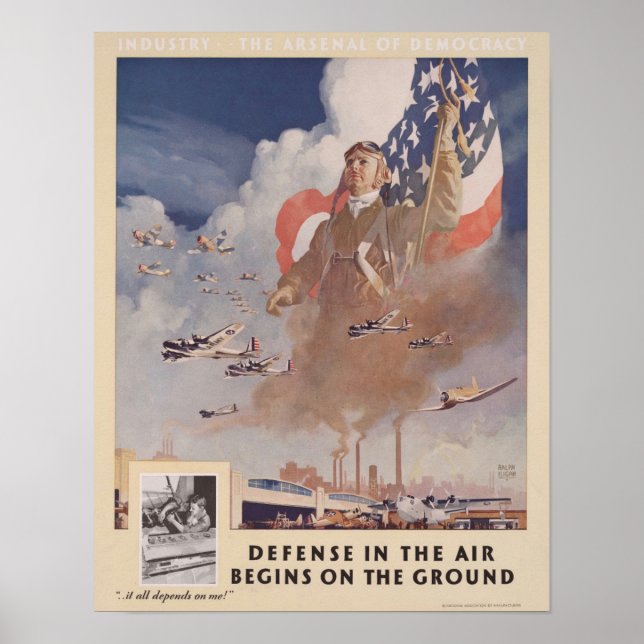 Affiche La défense 2ème guerre mondiale dans l'air commenc (Devant)