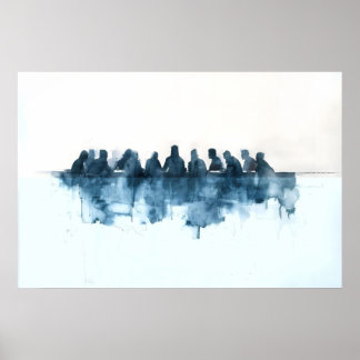 Affiche La Dernière Cène Scène biblique à l'aquarelle mini