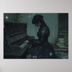 Affiche La Dernière Nocturne Gothique Girl au piano en r