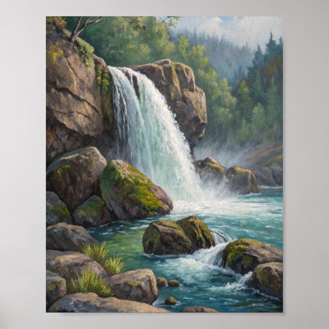 Affiche La Descente Éternelle : Une Cascade Baignée de Sol (Devant)