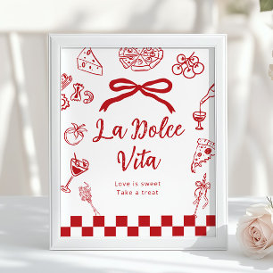 Affiche La Dolce Vita L'amour est doux Baby Shower Italien