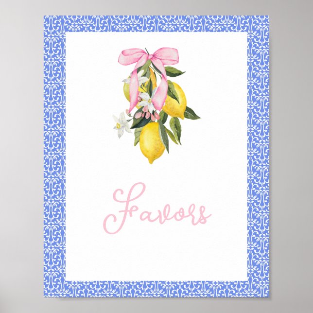 Affiche La Dolce Vita Lemon Pink Bow Baby shower Privilégi (Devant)