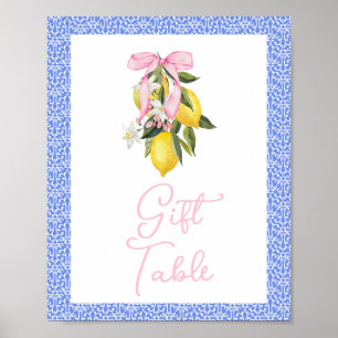 Affiche La Dolce Vita Lemon Pink Bow Baby showers Cadeaux