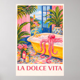 Affiche La Dolce Vita Octopus Print, Littoral Italien
