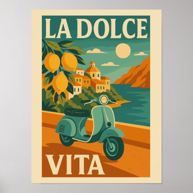 Affiche La Dolce Vita – Retro Italian Coast Travel (Devant)