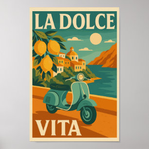 Affiche La Dolce Vita - Retro L'affiche de voyage de la cô