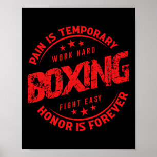 Affiche La douleur est le travail temporaire dur Boxe comb