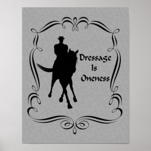 Affiche La Dressage Est Un Cheval Et Rider Silhouette