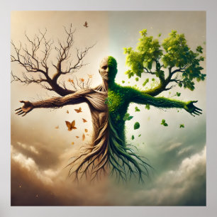 Affiche La dualité de la vie - Croissance et déclin