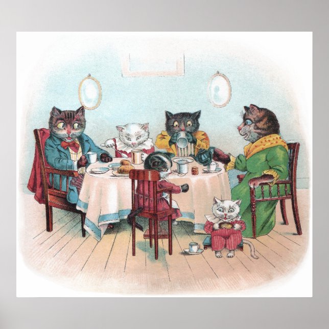 Affiche La famille Cat s'assoit au petit-déjeuner (Devant)