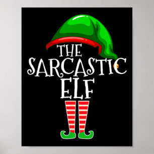 Affiche La famille d'elfes sarcastiques assortie pour Noël