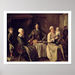 Affiche La famille rurale, 1642 (huile sur la toile)