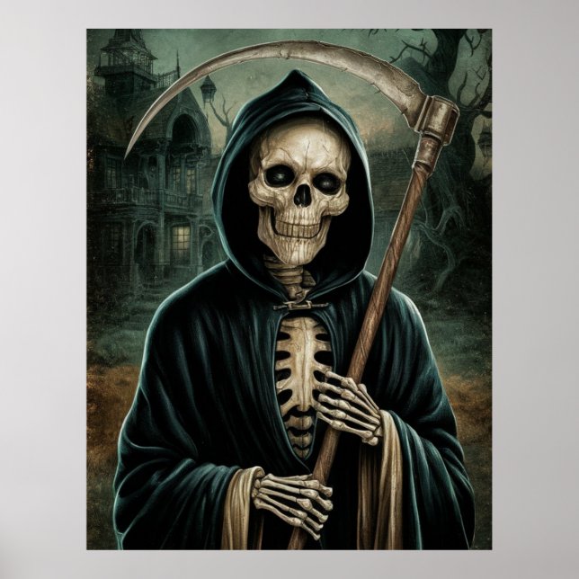 Affiche La Faucheuse éffrayante de la mort avec Scythe (Devant)