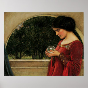 Affiche La femme à la boule de cristal de Waterhouse