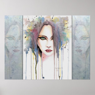 Affiche La femme de fantaisie psychique portrait Art aquar