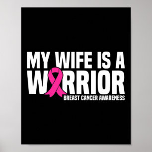 Affiche La Femme Est Un Guerrier Pink Ribbon Cancer du Sei