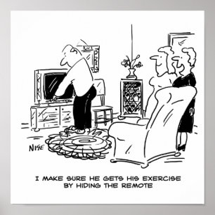 Affiche La femme masque la télécommande de la télévision