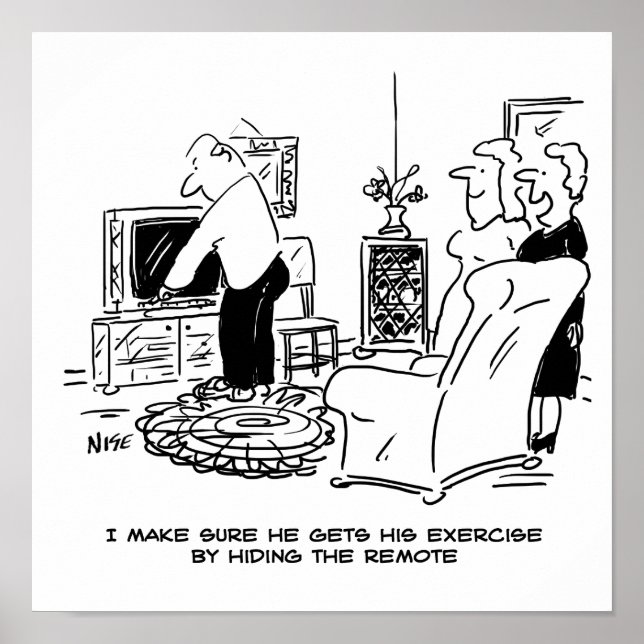 Affiche La femme masque la télécommande de la télévision (Devant)