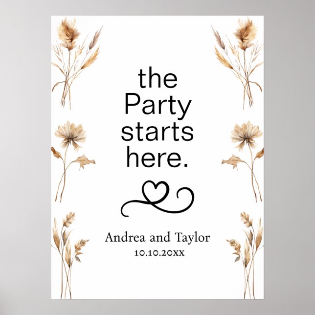Affiche La fête commence ici Pampas Grass Mariage (Devant)