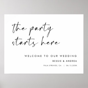 Affiche La Fête Commence Ici Style Moderne Accueil Mariage