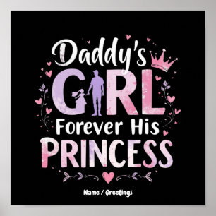Affiche La Fille à Papa Pour Toujours Sa Princesse Cadeau 