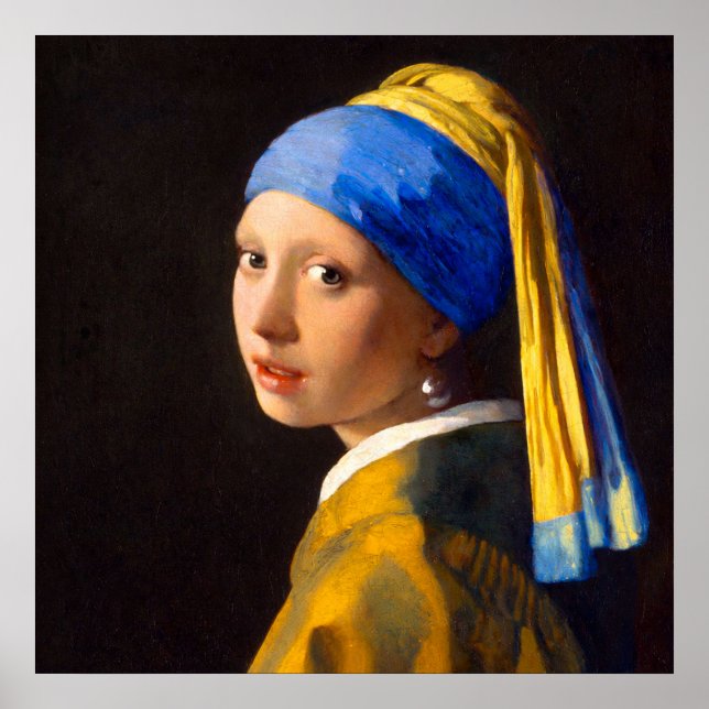Affiche La Fille au collier de perles de Johannes Vermeer (Devant)