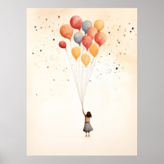 Affiche La fille avec l'affiche des ballons