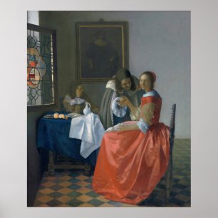 Affiche La fille avec le verre à vin