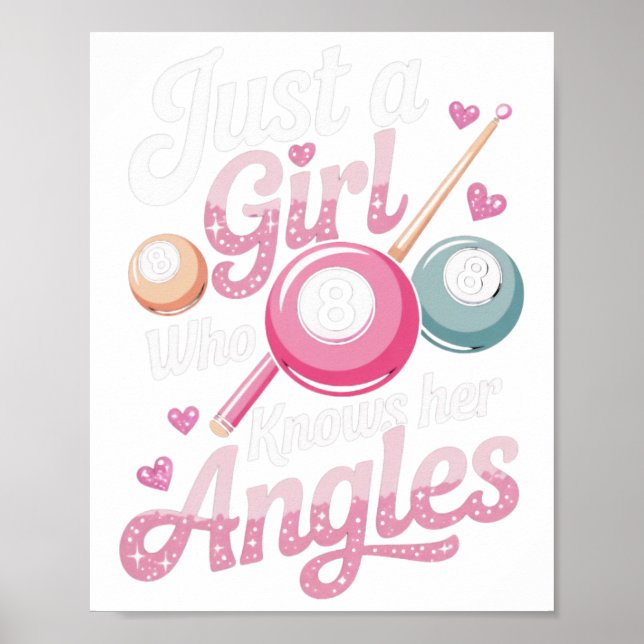 Affiche La Fille Connaît Ses Angles Billiard Jeu De Sport  (Devant)