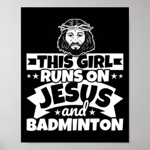 Affiche La Fille Coule Sur Jésus Et Badminton