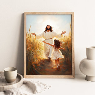 Affiche La Fille Court Vers Jésus, Un Acte De Foi, Art Chr