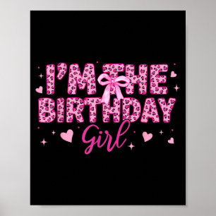 Affiche La fille d'anniversaire léopard guépard rose anima