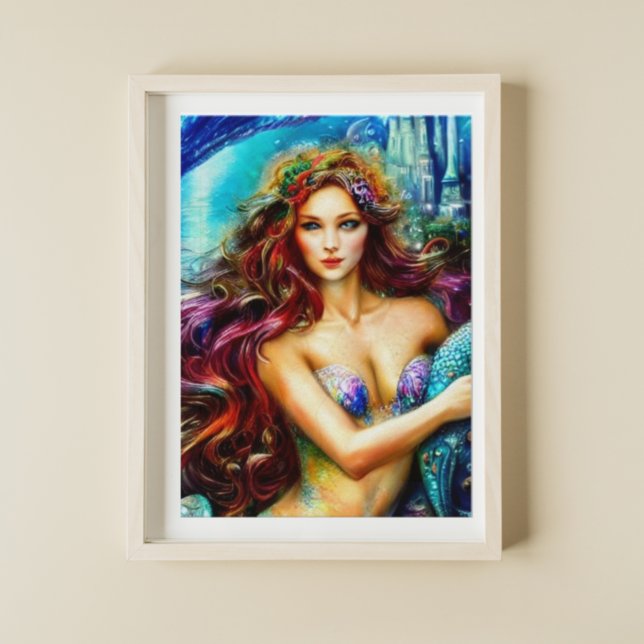 Affiche La fille de Neptune Imaginaire Mermaid Art (Créateur téléchargé)