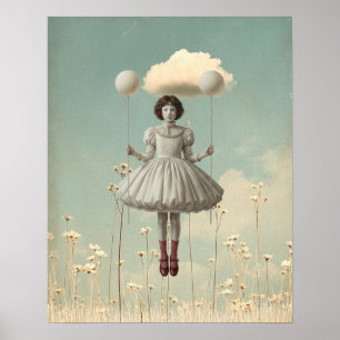 Affiche La Fille et son Nuage Art Surréaliste de Livre d