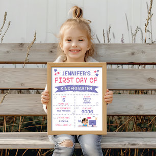Affiche La fille revient à l'école violet et rose