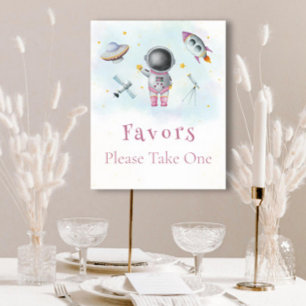 Affiche La fille spatiale Astronaut roquettes roses étoile