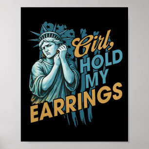 Affiche La Fille Tenir Mes Boucles D'Oreilles Mode De Lutt